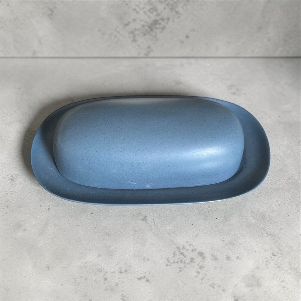 Noritake COLORWAVE Blue Stoneware #8484 Blue Butter Dish